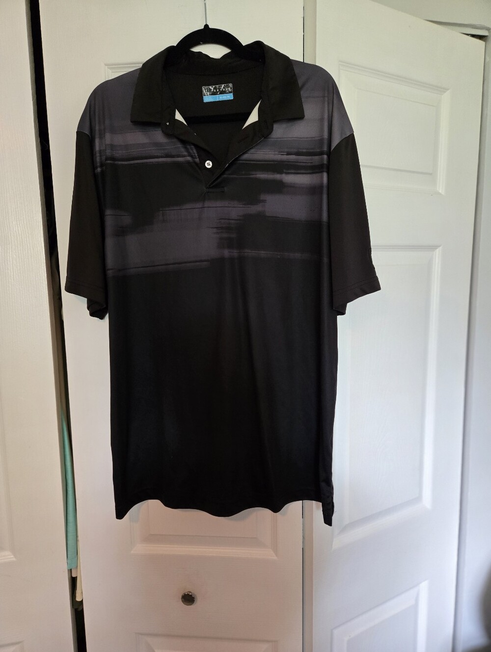 PGA Tour Black & Charcoal Striped Performance Polo
